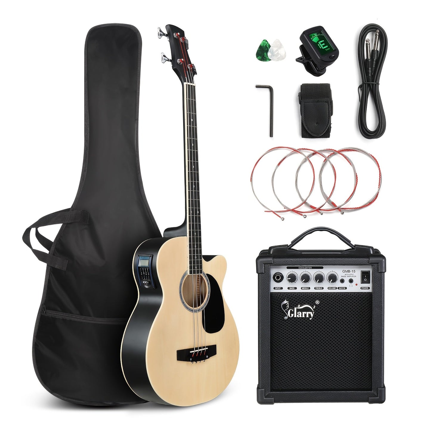 Acoustic Guitar shown in the Natural, with AMP option