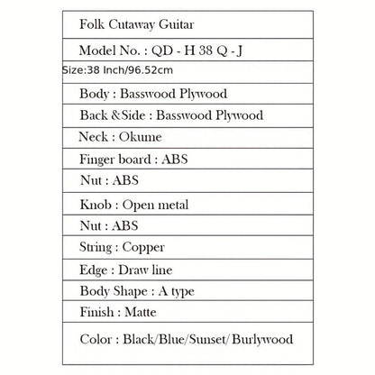 Acoustic Guitar, Blue-A, Full Size, Full-Size, Complete, Beginners for Lessons detail image - detail view 14
