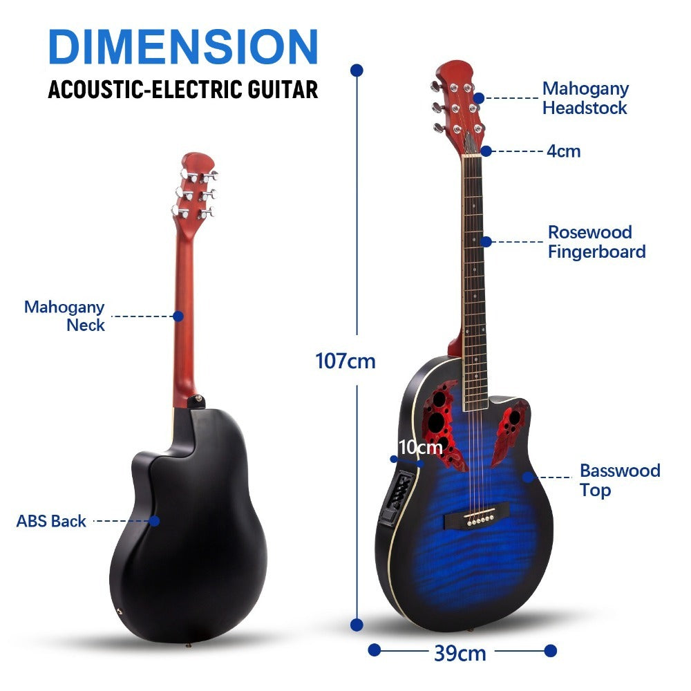 Acoustic Guitar, Blue, Full Size, BONNLO, 41In, Cutaway for Lessons and Practice detail image - detail view 14