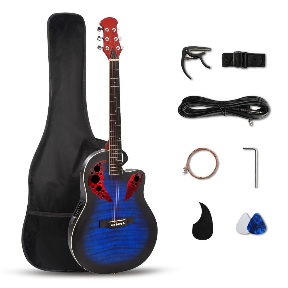Acoustic Guitar, Blue, Full Size, BONNLO, 41In, Cutaway for Lessons and Practice detail image - detail view 3