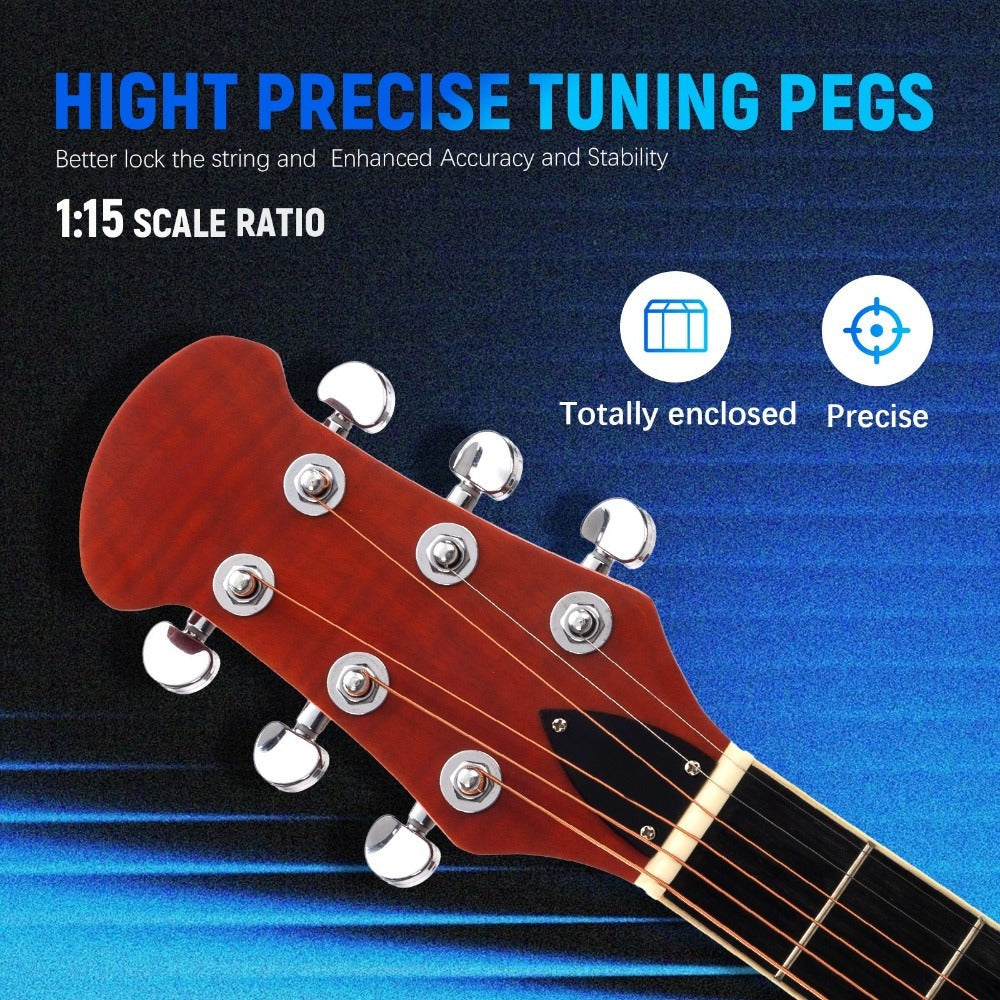 Acoustic Guitar, Blue, Full Size, BONNLO, 41In, Cutaway for Lessons and Practice detail image - detail view 4
