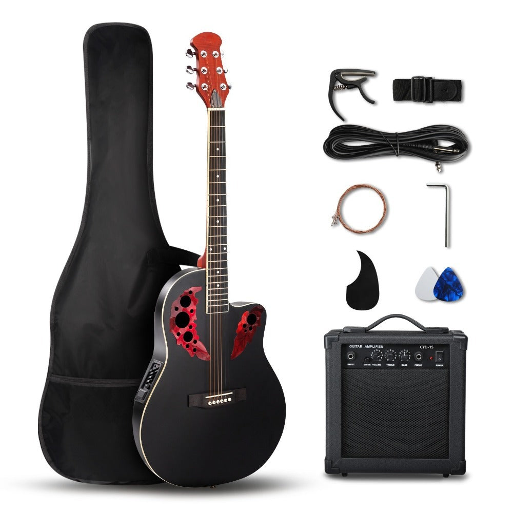 Acoustic Guitar, Blue, Full Size, BONNLO, 41In, Cutaway for Lessons and Practice detail image - detail view 7