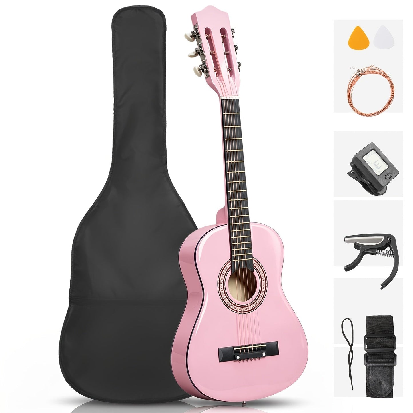 Acoustic Guitar shown in the Light Pink option