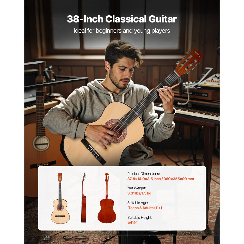 Acoustic Guitar, VEVOR, Classical, Beginner for Lessons and Practice detail image - detail view 19