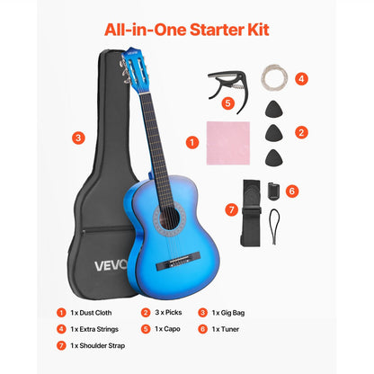 Acoustic Guitar, VEVOR, Classical, Beginner for Lessons and Practice detail image - detail view 24