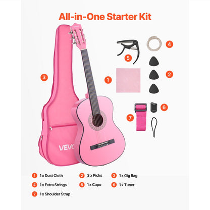 Acoustic Guitar, VEVOR, Classical, Beginner for Lessons and Practice detail image - detail view 32