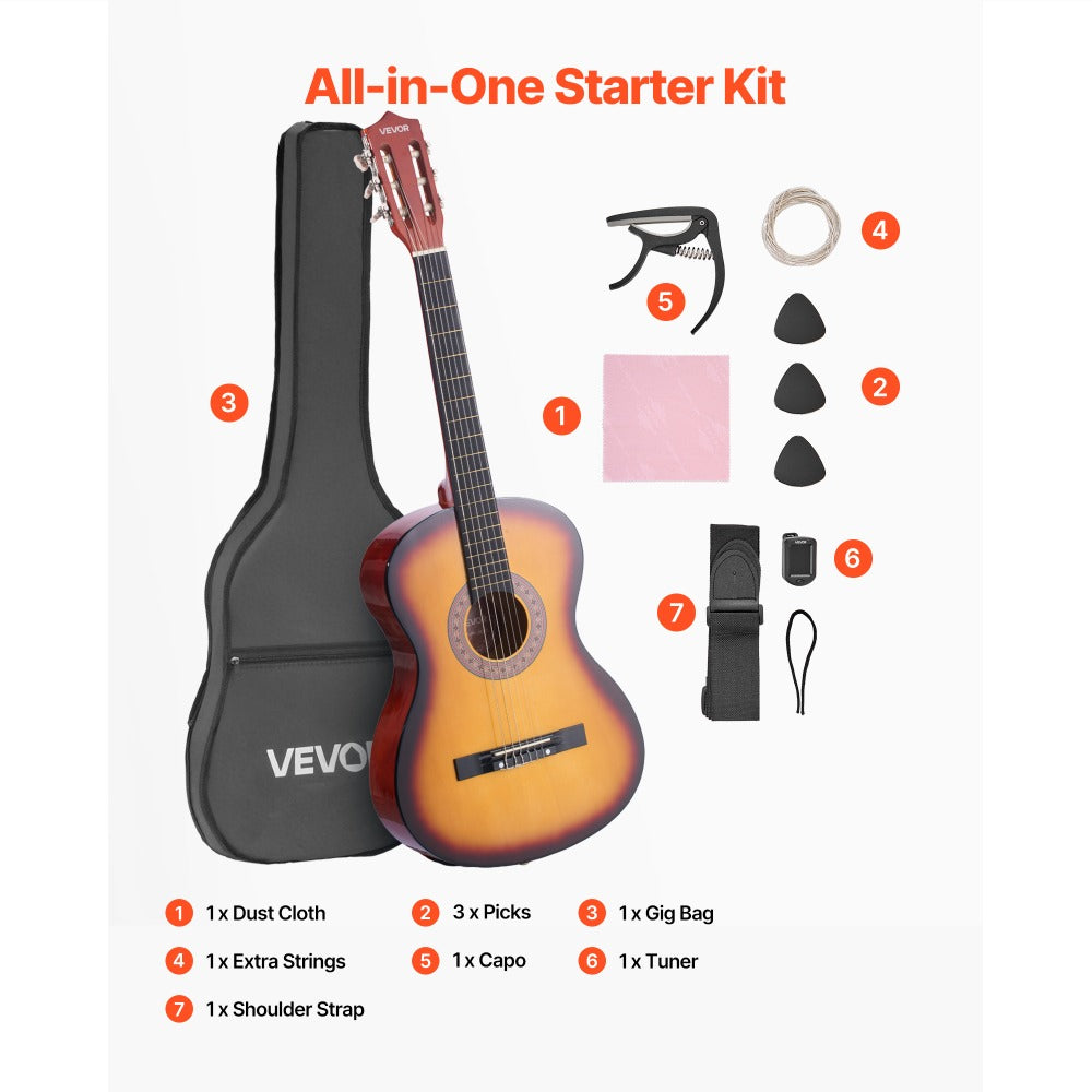 Acoustic Guitar, VEVOR, Classical, Beginner for Lessons and Practice detail image - detail view 37
