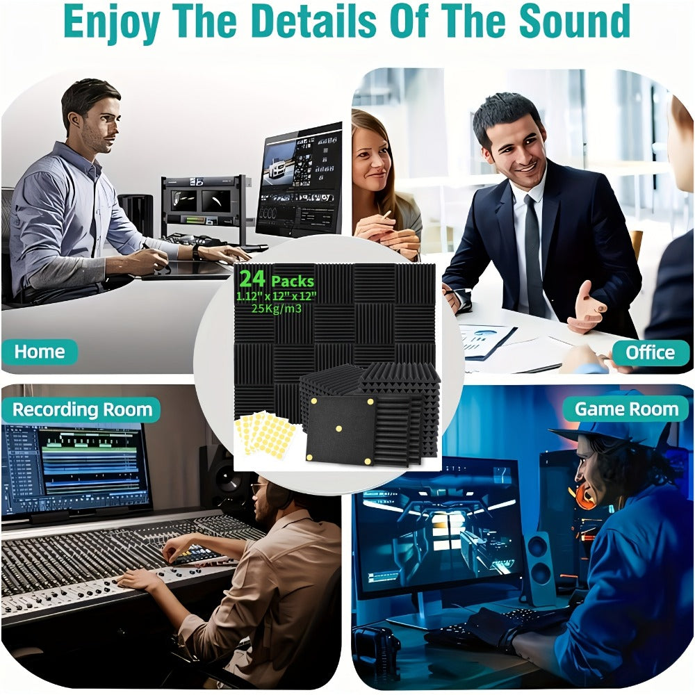 Acoustic Wall Panel, 12inch, Soundproof, Foam for Reducing Room Reflections In Recording detail image - detail view 3