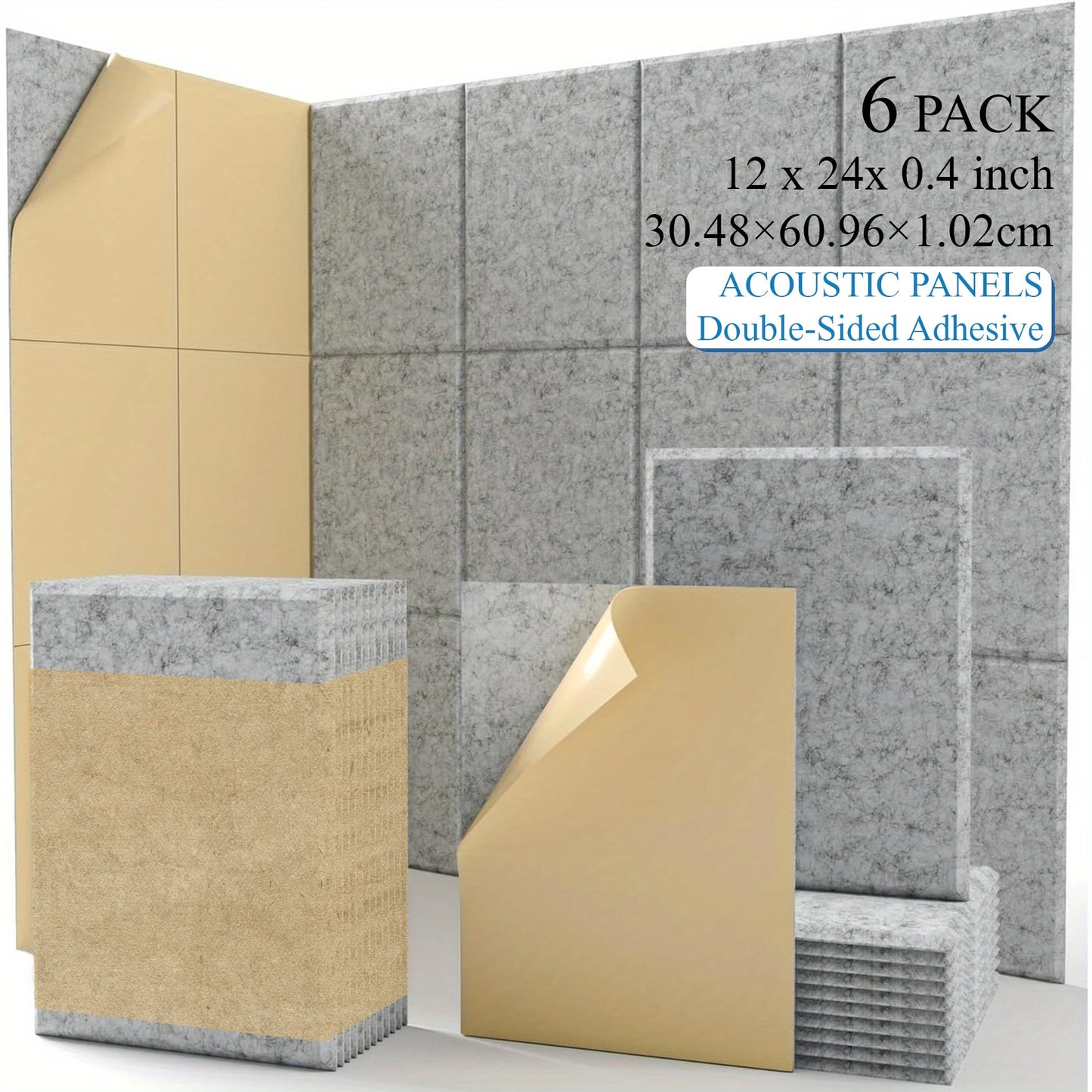 Acoustic Wall Panel shown in the Light Gray 6pcs option