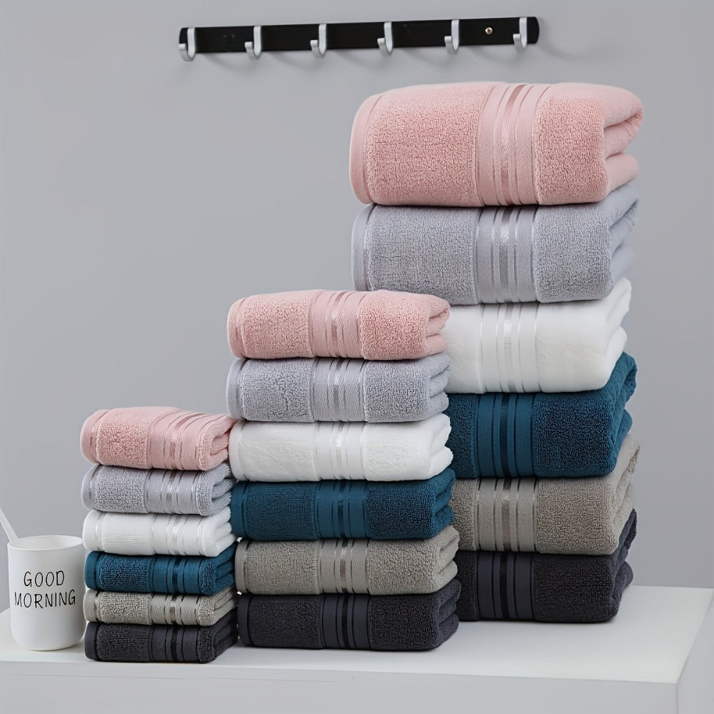 Striped Bath Towels, Towel Set 8 Piece 550GSM Pure Cotton Vintage Striped Bath, Hand Towels and Washcloths for Home and Guest Use