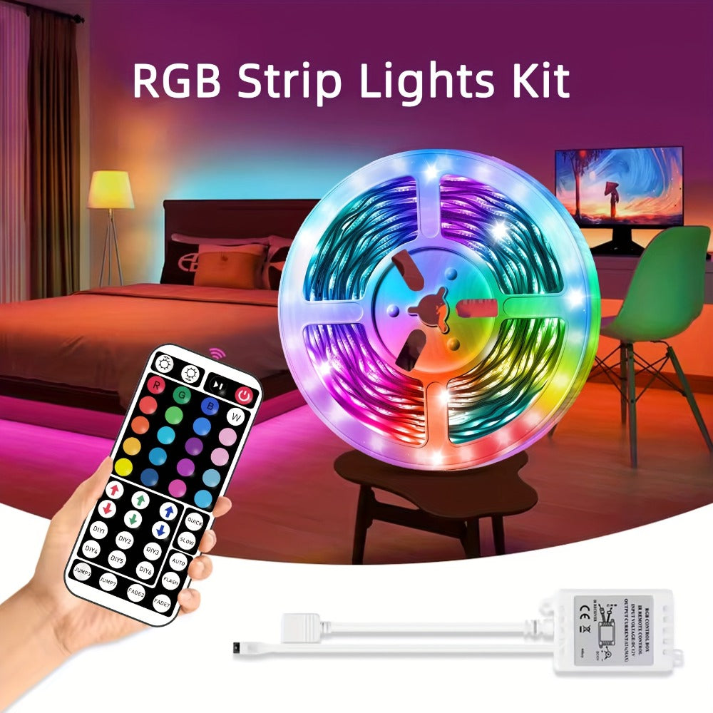 RGB LED Strip Lights for Party Wedding Event with 44-Key Remote – Colorful Color Changing Dimmable 50FT 100FT for Bedroom Kitchen Bar