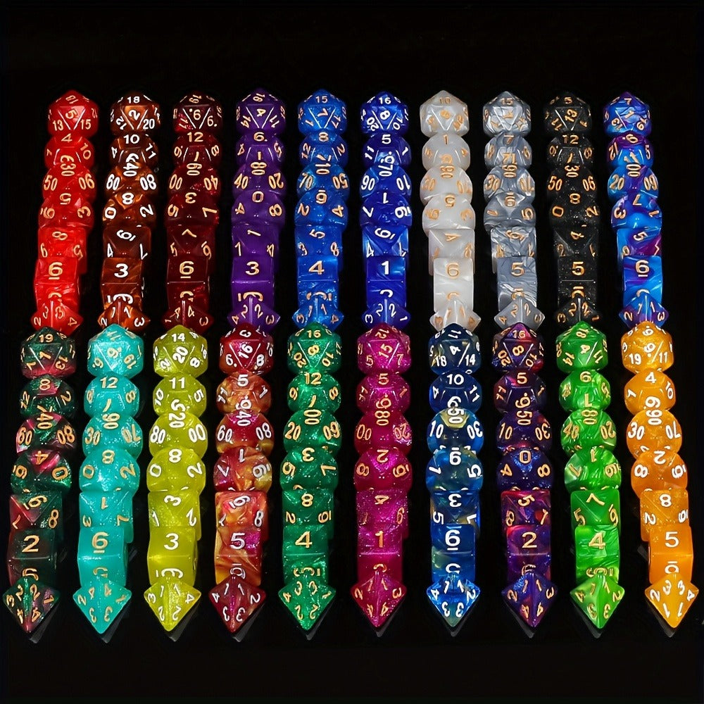 DND Polyhedral Dice Set 141pcs – 20 Complete 7-Die Sets for D&D RPG Tabletop Games, Includes Velvet Bag, Acrylic Multi-Color Dice