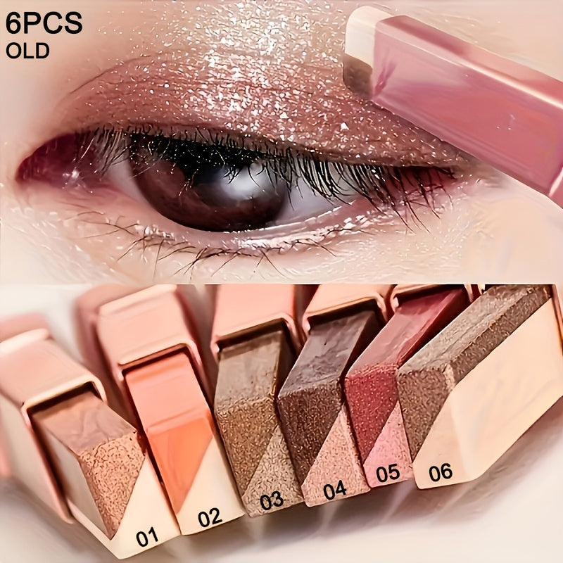 Dual-Color Eyeshadow Stick Set 6pcs Waterproof Smudge-Proof, Highly Pigmented Twist-Up Eye Shadow Pencil Kit