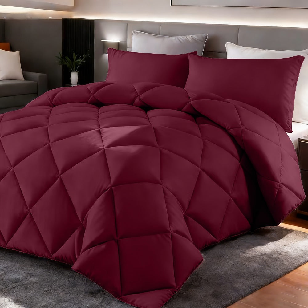 Comforter Set 2-3 Piece Rhombus Grid Luxury – Soft Lightweight Breathable Oversized Bedding Set with Pillowcases