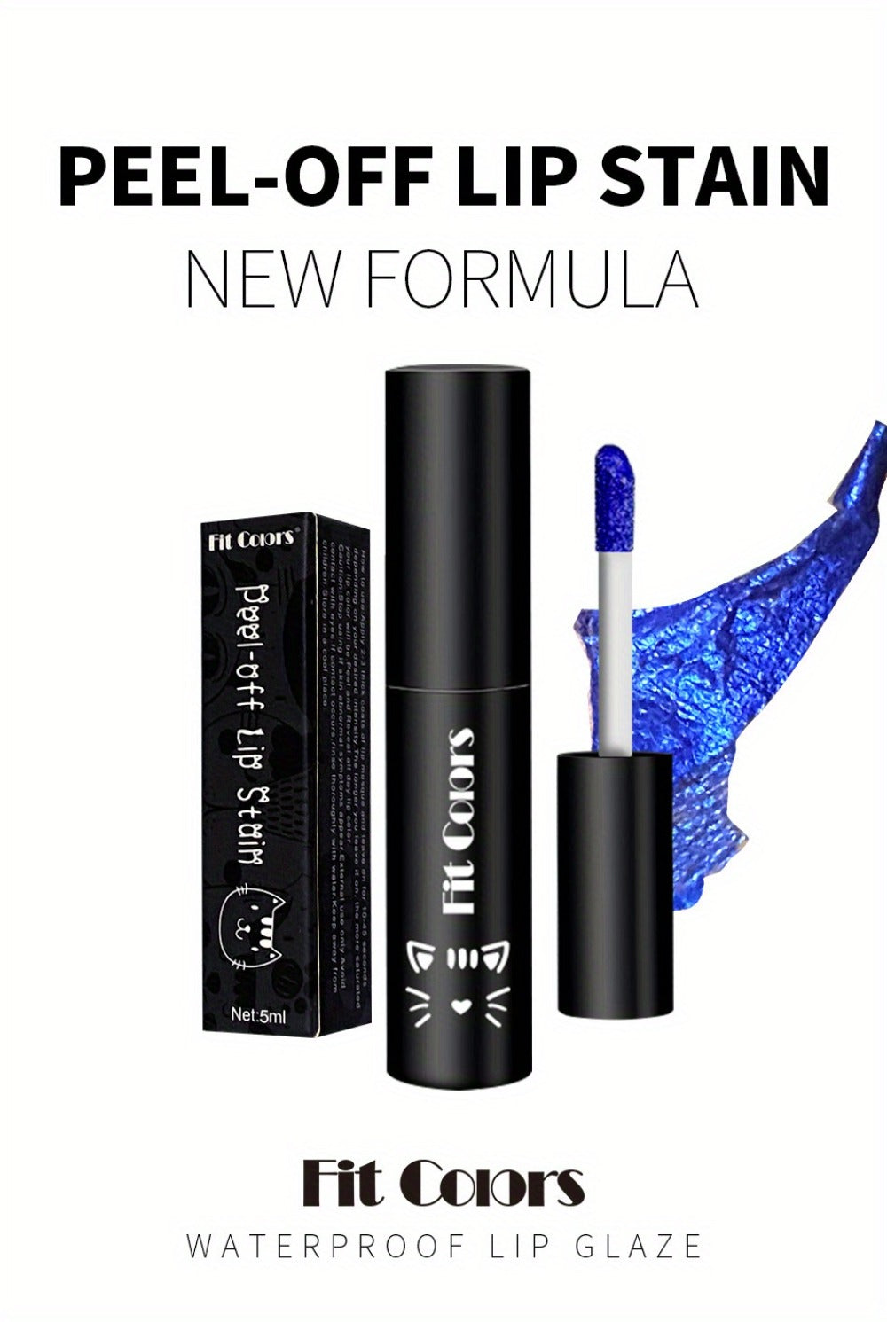 Matte Velvet Lip Stain Set 6 Colors Waterproof Smudge-Proof, Metallic Blue Cobalt Bold Shades Vegan Lip Gloss for All Skin Tones