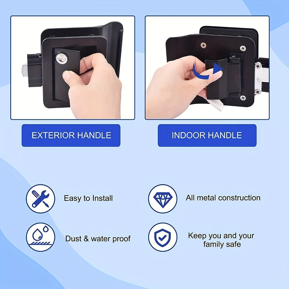 RV Door Lock Replacement – Travel Trailer Entry Door Lock with Deadbolt, Fits 2-3/4" x 3-3/4" Hole, 1-1/4" to 1-1/2" Door Thickness