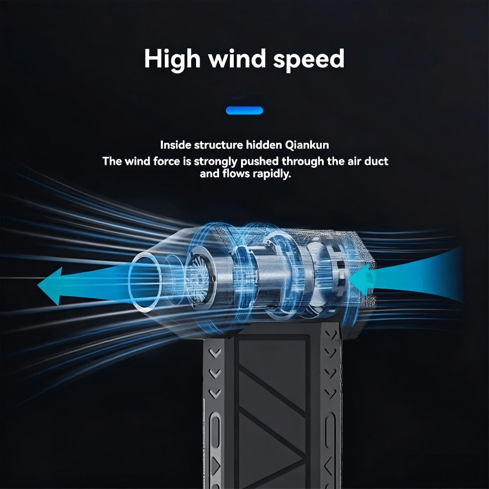 Portable Fan USB-Rechargeable Handheld Model with Brushless Motor, Built-In LED Light and Desktop Base