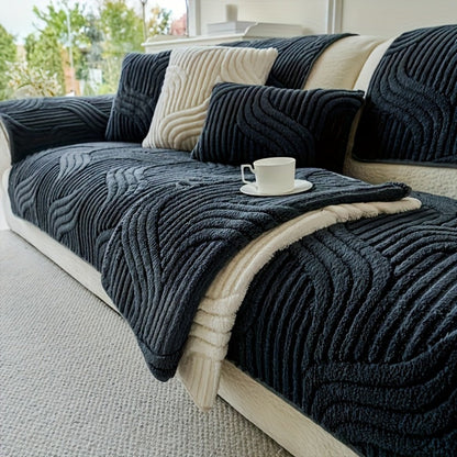 Sofa Cover Shu Velveteen Vintage-Style Panels with Textured Finish for 2 to Large 4-Seater Sofas