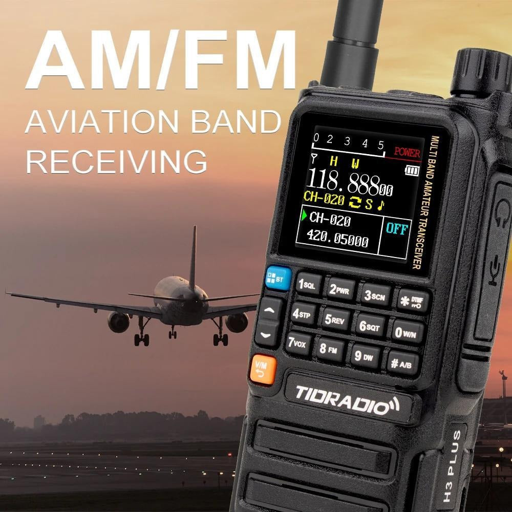 Tidradio H3 Plus Ham Radio Multi-Band Two-Way Radio, AM/FM Reception, Wireless Headset Compatible