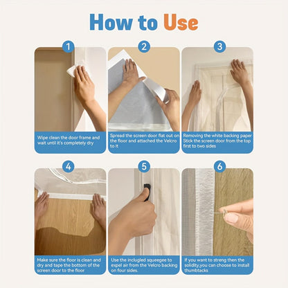 Cat Proof Door Curtain Pet Gate - Double Stitched Durable Scratch-Resistant Screen, Indoor Cat Barrier Door Cover for Doorways