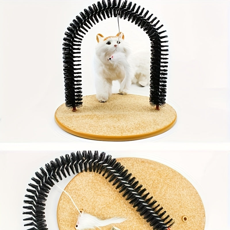 Cat Arch Self-Grooming Toy with Massage Bristles – Interactive Scratch & Groom Station for Cats and Kittens, Stimulating Rubbing Arch