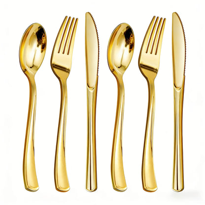 Disposable Plastic Cutlery Set 60pcs Gold & Silver for Entryways, Bedrooms and Living Spaces