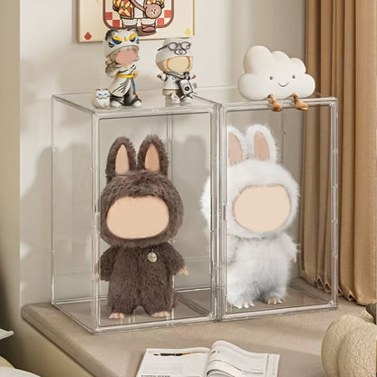 Labubu Display Case XXL Acrylic with Magnetic Door – Clear Dust-Free Showcase Box for Labubu Figures Plushies Action Figures Collectibles