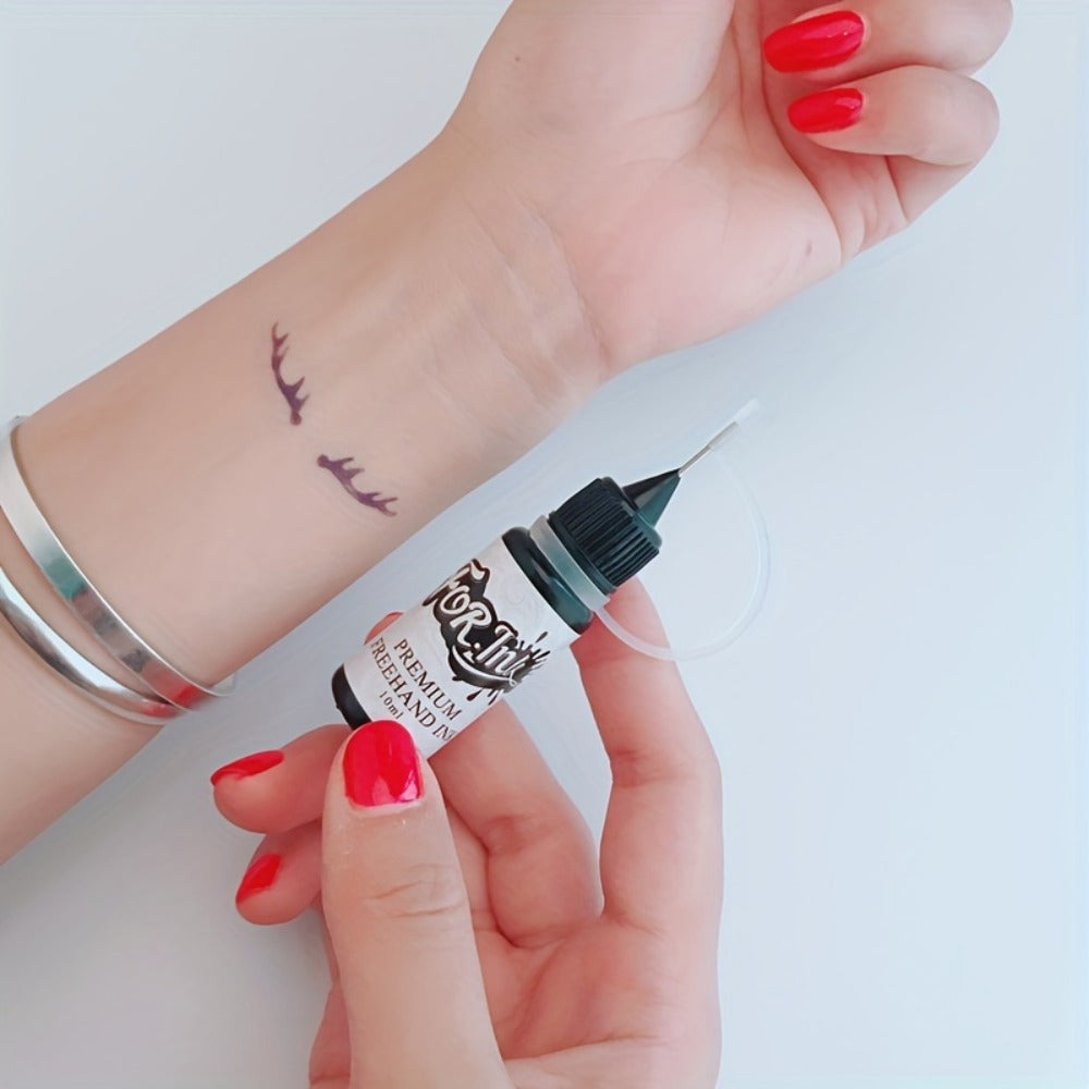 Tattoo Stencil Kit with Brown Paste Ink & Flash Spray, Pre-Cut Hollow Template DIY Freehand Henna Style