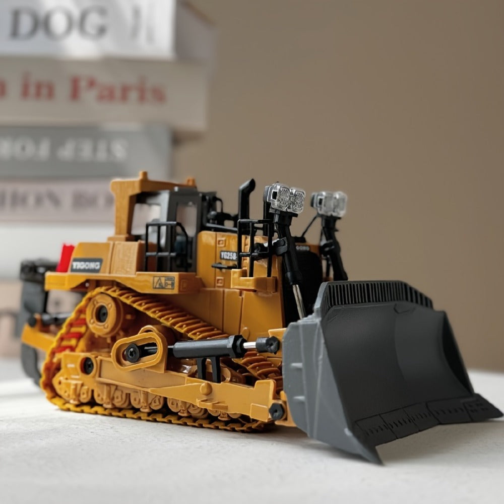 RC Construction Vehicle Toy 2.4GHz Remote Control Excavator Bulldozer Loader with Alloy Metal Cover Lights & Sound Effects