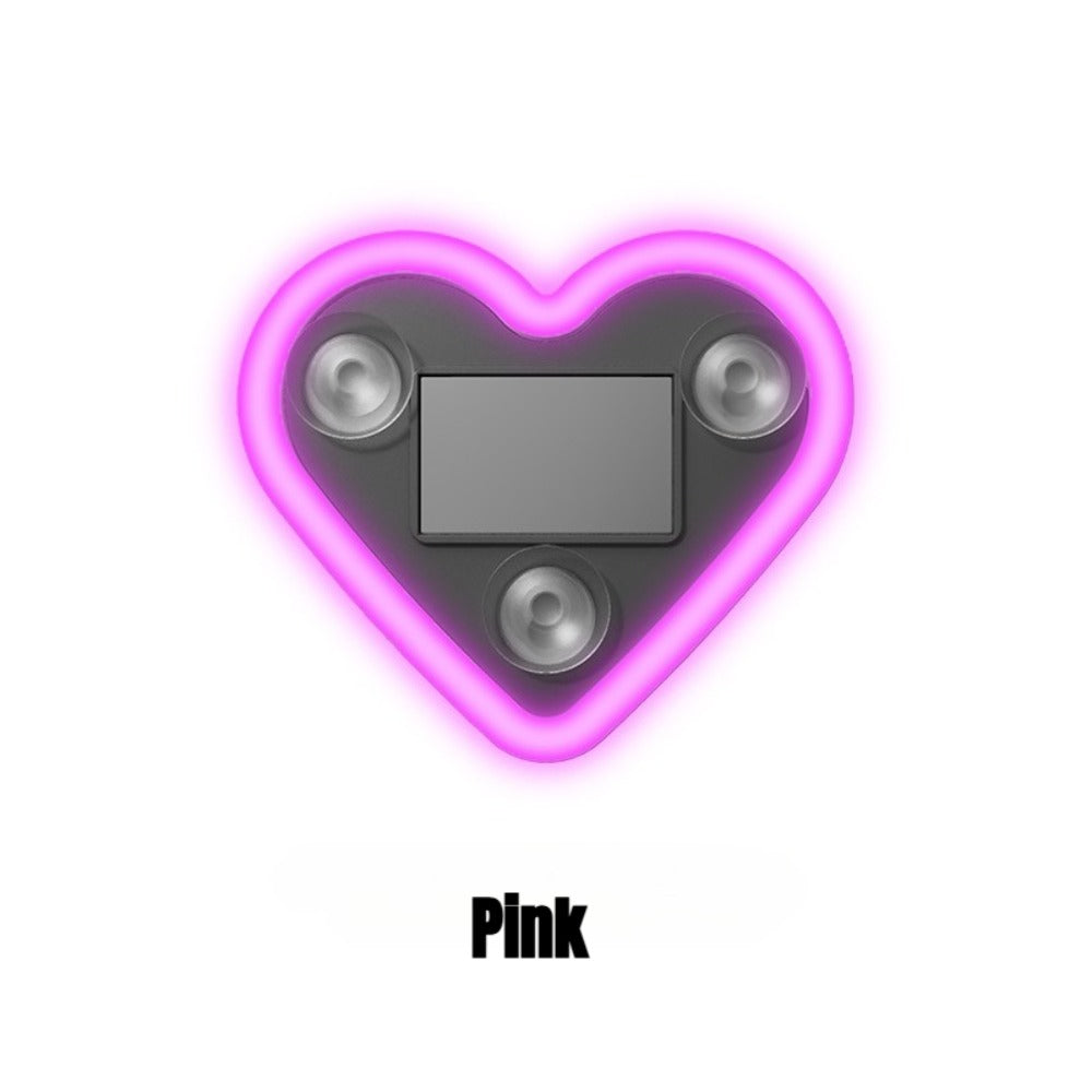 Car Interior Neon Heart Lights Solar USB Rechargeable 5 Lighting Modes Vibration-Sensing Auto On/Off Dashboard Decoration for Cars Trucks