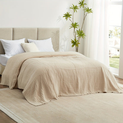 6-Layer Gauze Blanket 100% Muslin, Breathable Cotton Throw for Couch & Bed, All Season Adult Blanket