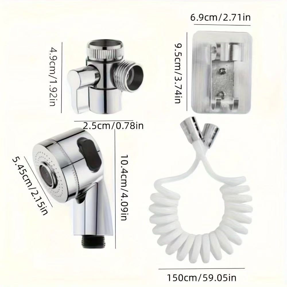 Handheld Shower Head Kit with Hose Bracket Diverter Faucet Adapter High Pressure Portable for Entryways, Bedrooms and Living Spaces