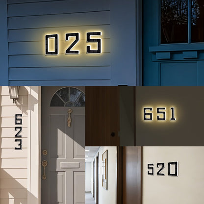 LED Solar House Number Light 6.7 Inch Wall Mounted, Smart Sensor Illuminated Address Number for Home Decor