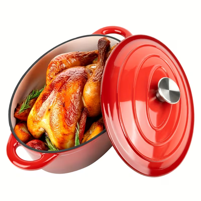 Dutch Oven Enameled Cast Iron 4.5QT with Lid & Dual Handles – Oval Non-Stick Enamel Coating for Bread Baking Soups Stews Braising | Stovetop