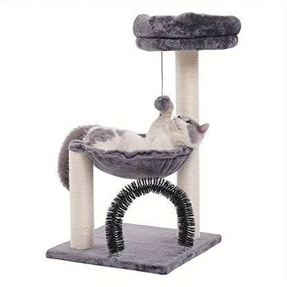 Cat Tree Tower 27.8 Inch Multi-Level – FluffyDream Indoor Cat Tree with Scratching Posts, Plush Basket, Top Perch & Dangling Ball