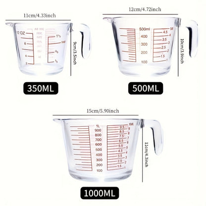 Glass Measuring Cups Set, Food Grade Borosilicate Measuring Cup with Handle & Spout, Microwave &