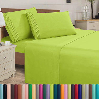 Microfiber Bed Sheet Set 4-Piece Deep Pocket Cooling Sheets Twin Full Queen King Cal King Split King