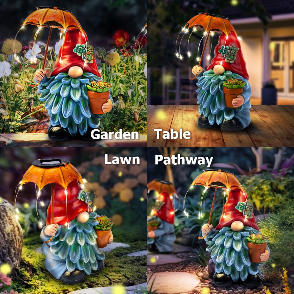 Solar Light Elf Resin Statue, Outdoor Garden Figurine That Automatically Lights Up at Night, Holiday Collectible Decor for Christmas