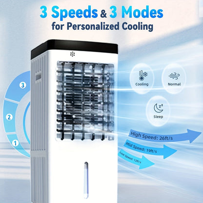 Outdoor Air Cooler 3-in-1 Evaporative Cooler Fan with Misting Humidifier 2.9 Gal Large Tank for Grilling, Camping and Outdoor Meals
