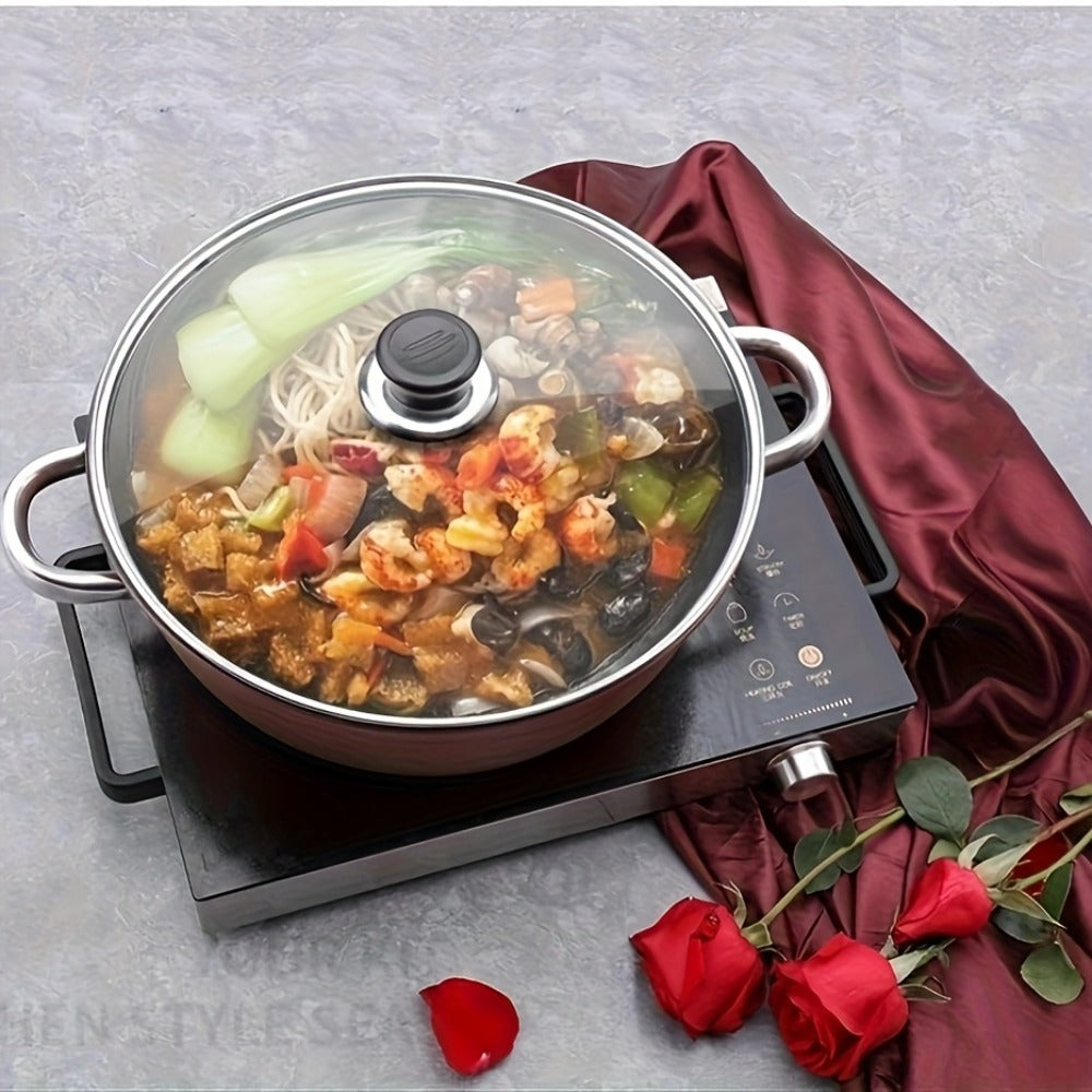 Nonstick Stock Pot with Lid 10 Inch Stone Derived Coating Iron Core Even Heating Induction for Entryways, Bedrooms and Living Spaces
