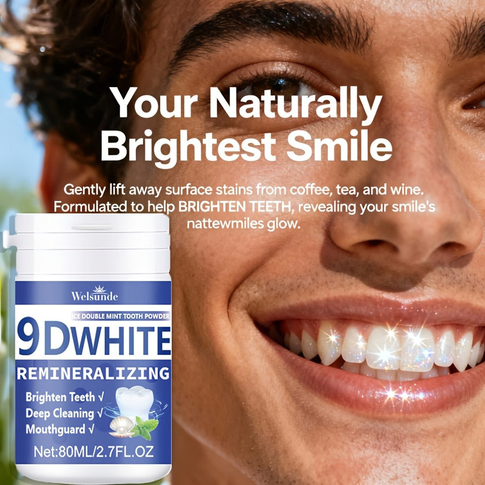 Teeth Whitening Tooth Powder 3-Pack, 9D White Deep Cleaning Dental Powder with Fresh Mint Flavor