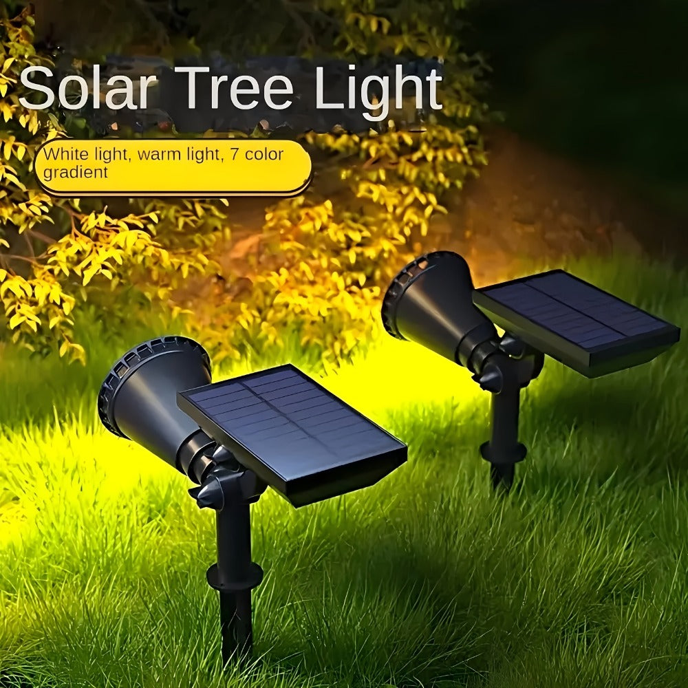 Solar Landscape Lights 2-in-1 Wall & Ground, Independent Adjustable Solar Panel, 8 Color Modes Outdoor Solar Spotlight for Garden