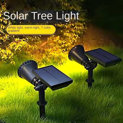 Solar Landscape Lights 2-in-1 Wall & Ground, Independent Adjustable Solar Panel, 8 Color Modes Outdoor Solar Spotlight for Garden
