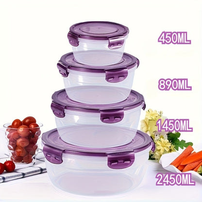 Food Storage Containers Three- or Four-Piece Stackable Refrigerator Box Set in Four Color Options