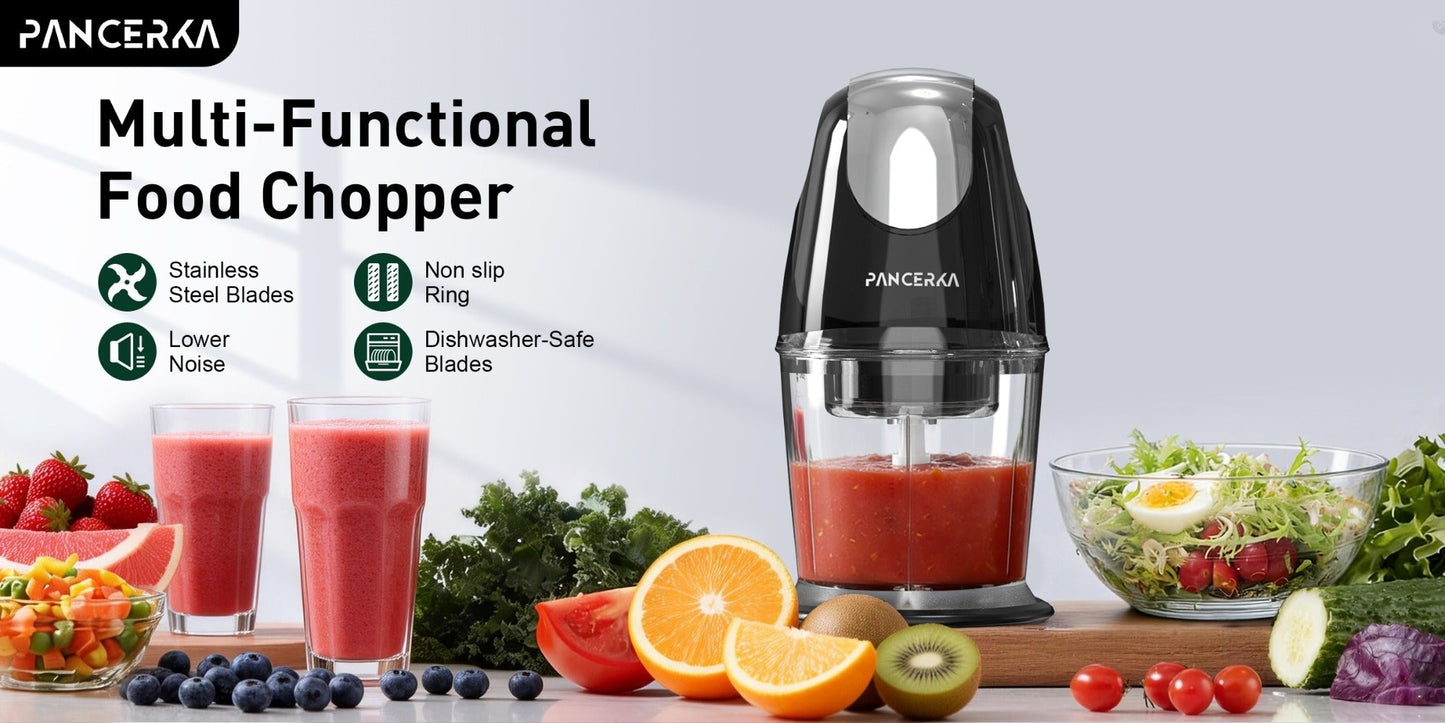 Electric Food Chopper Mini Food Processor, One-Touch 600ml Vegetable Chopper with 4 Stainless Steel Blades