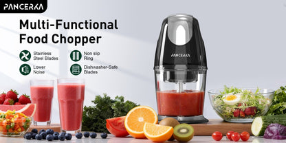 Electric Food Chopper Mini Food Processor, One-Touch 600ml Vegetable Chopper with 4 Stainless Steel Blades