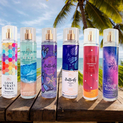 Body Mist Perfume Spray 8oz – 12 Scents Floral Hair & Body Fragrance for Women, Rose, Cherry Blossom, Beach, Long-Lasting Light Scent