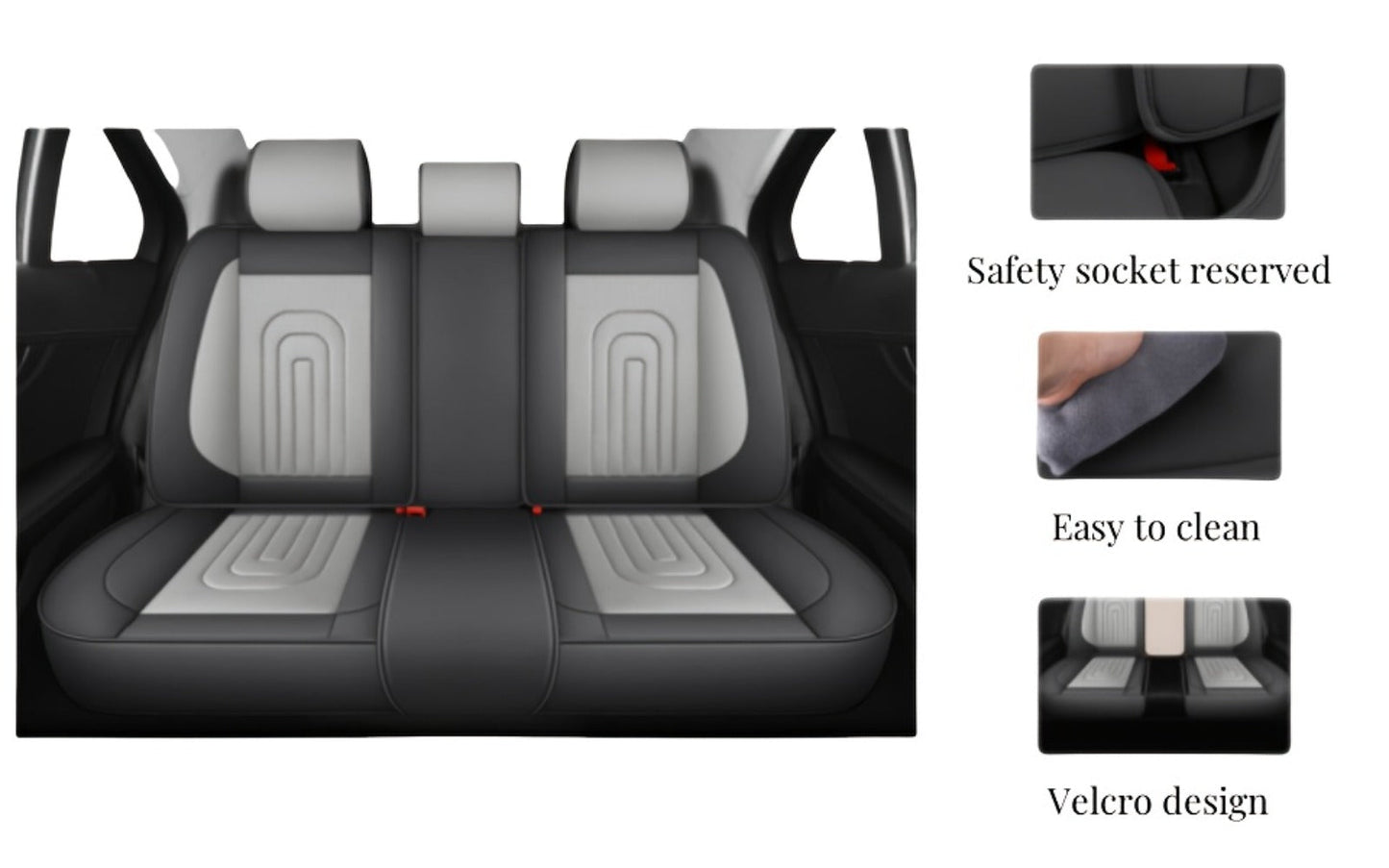 Contoured Front Car Seat Cushion Covers with Headrest Pads in Four Two-Tone Color Option Sets