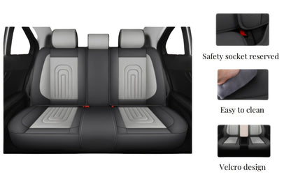 Contoured Front Car Seat Cushion Covers with Headrest Pads in Four Two-Tone Color Option Sets