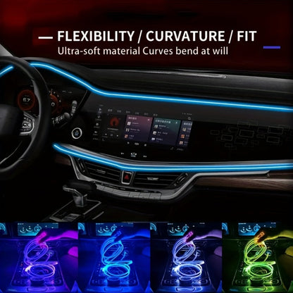 Three-Meter Fiber-Optic Car Interior Ambient Light Strip with App, Remote and Music-Sync Controls